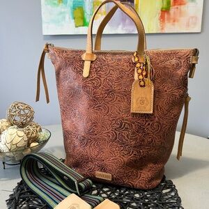 Consuela Sally Sling Bag Tooled Floral Embossed Leather